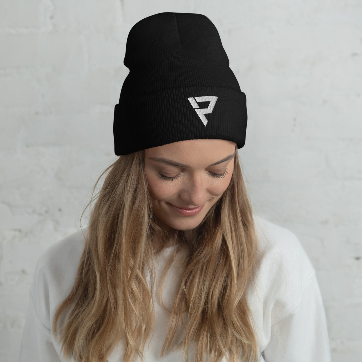 Cuffed Beanie White Logo