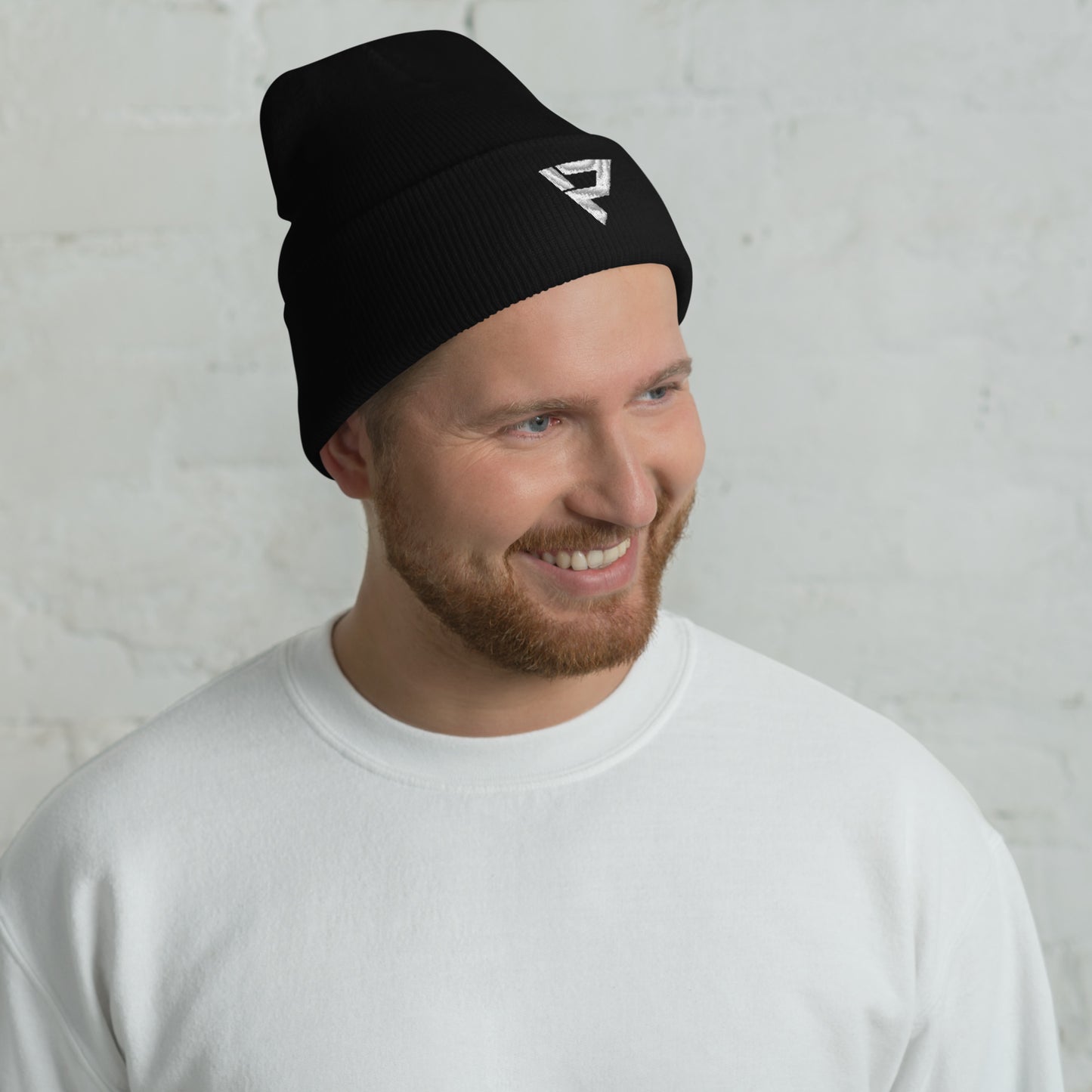 Cuffed Beanie White Logo