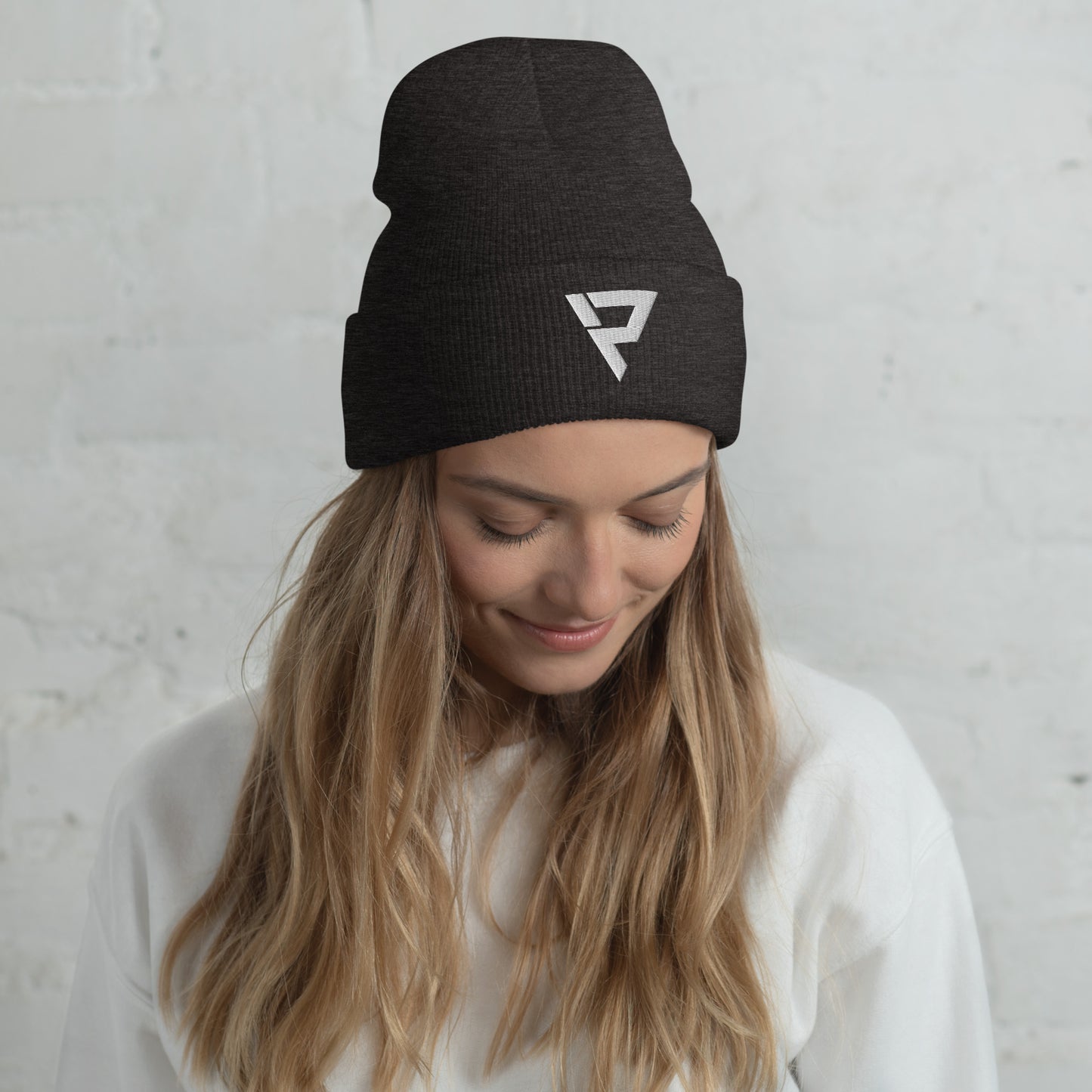 Cuffed Beanie White Logo