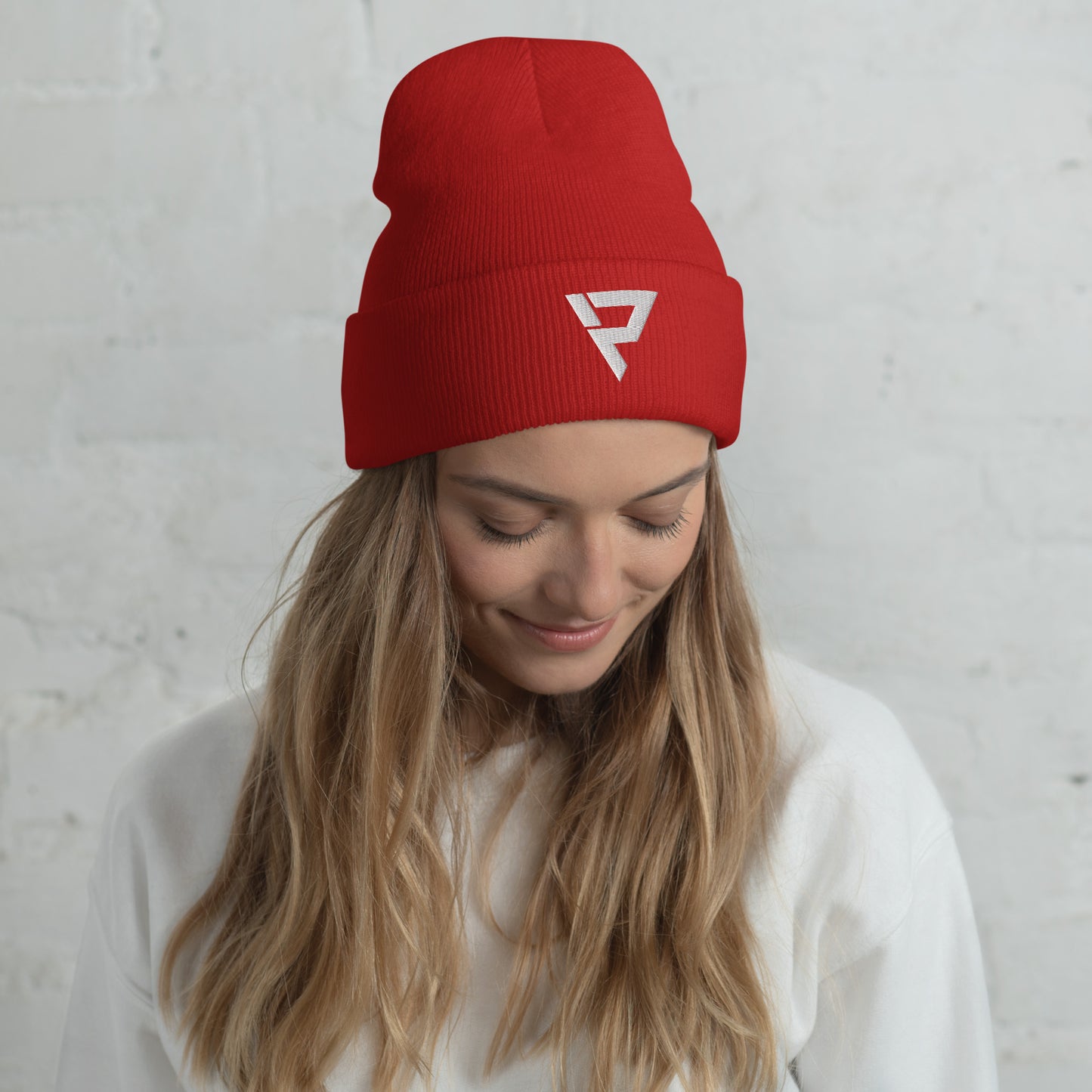 Cuffed Beanie White Logo