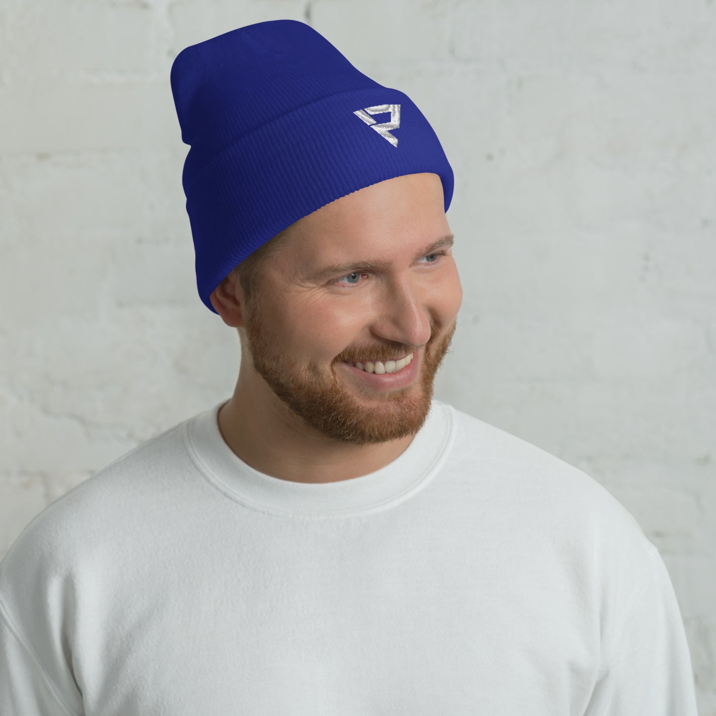 Cuffed Beanie White Logo